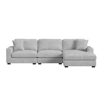 Wakeman Picket House Furnishings Mesa Modular 3PC Sectional Set with RHF Chaise in Steno Stone