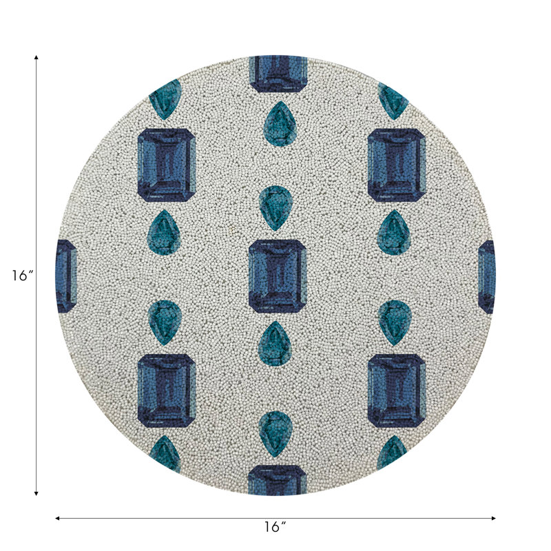 Gem Emeralds Vegan Leather Round Pebble Placemat