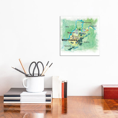 " The USA, West Virginia State Travel Poster Map " by Markus And Martina Bleichner Painting Print