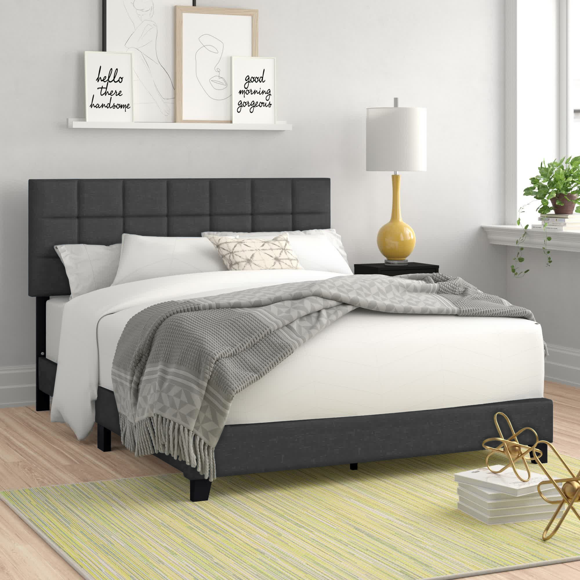 Blakely Queen Upholstered Headboard With Metal Bed Frame
