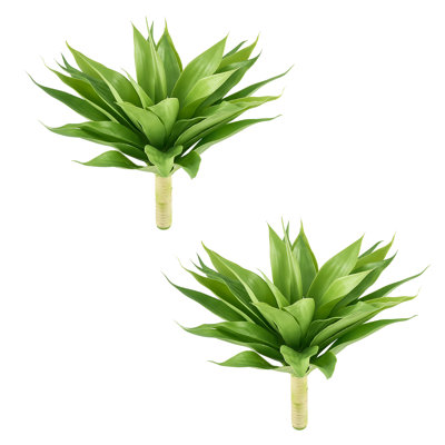 Plantes d'agave artificielles, l 28 x H 22, avec piquets de sol, durables et résistantes au soleil pour les espaces intérieurs et extérieurs, idéales pour la maison, le jardin, le bureau, le porche et la décoration de magasin