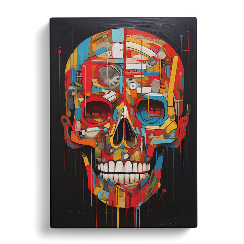 Skull Dadaism Art - Wrapped Canvas, 50cm H x 35cm W x 3cm D