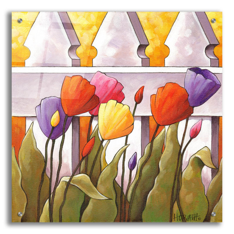 «Flower Fence 1» par Cathy Horvath, H 24 po x l 24 po x P 0,2 po