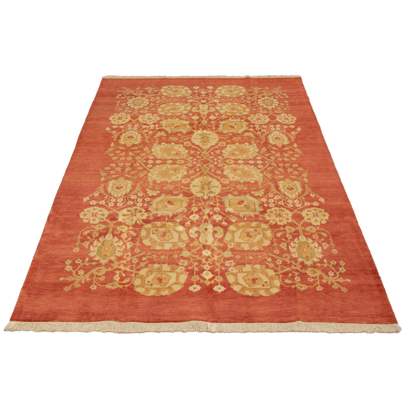 Tapis à main one-of-kind-noué la 2010 isfahans rouge/doré 6 pi x 9 pi zone de laine Chatou