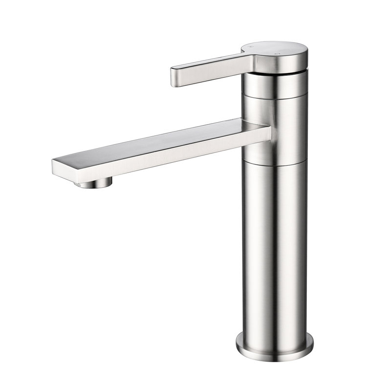 Robinet pour salle de bain à poignée simple en nickel brossé - Finition par points, acier inoxydable, contrôle facile de la température, poignée au design relaxant, résistant à la saleté, tendance élégante