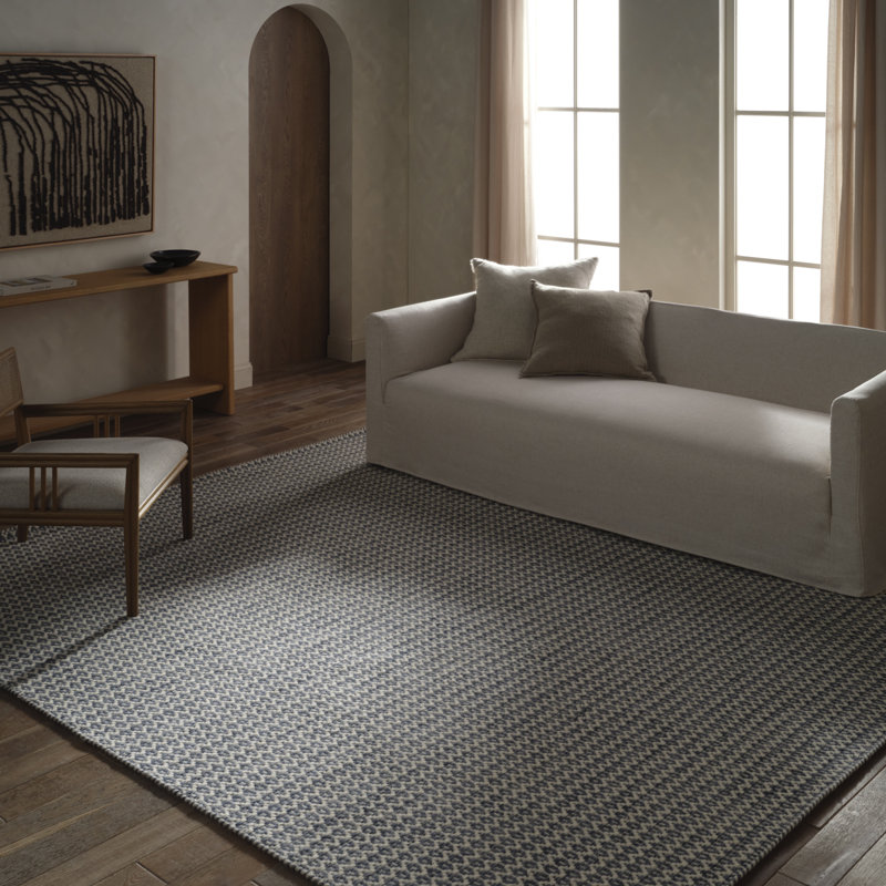 Littlefield Handwoven Wool Geometric Blue Area Rug, Rectangle 2' x 3'