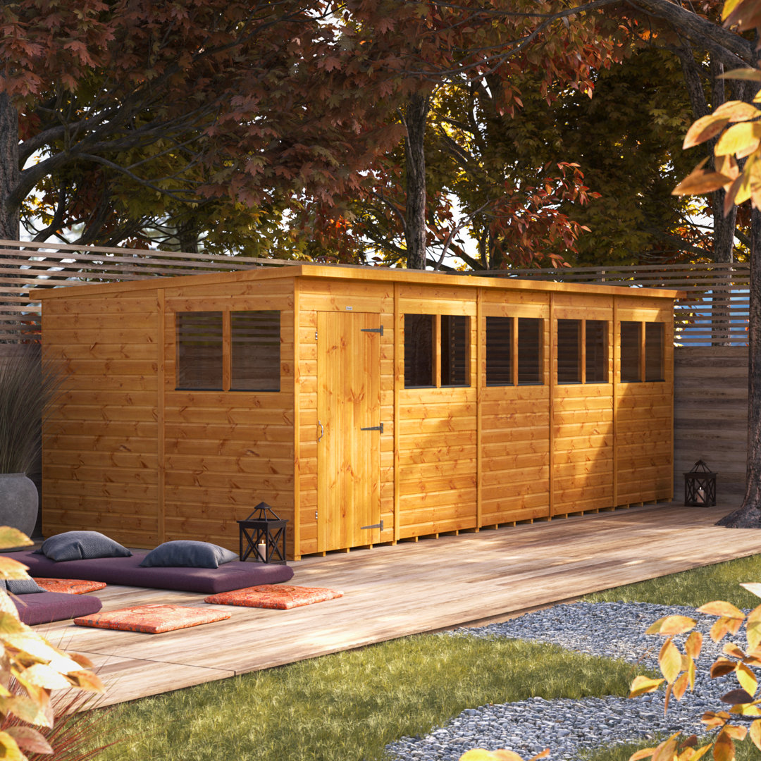 Powersheds 20 x 8ft Timber Tongue & Groove Pent Garden Shed