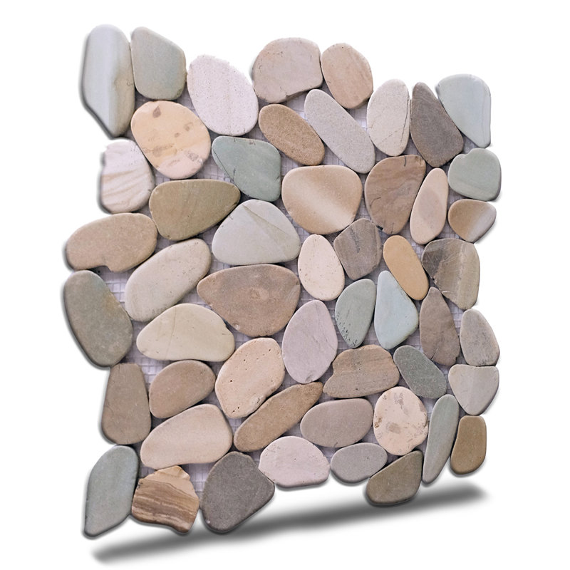 Hawaii 12" x 12" Natural Stone Pebbles Mosaic Wall & Floor Tile, Olive