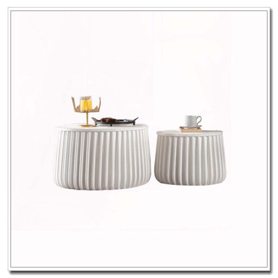 White Round Storage Table Set