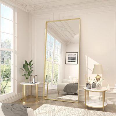 Aevar Tempered Glass and Aluminum Alloy Framed French Cleat Mounted Wall Mirror with 5-Year Warranty