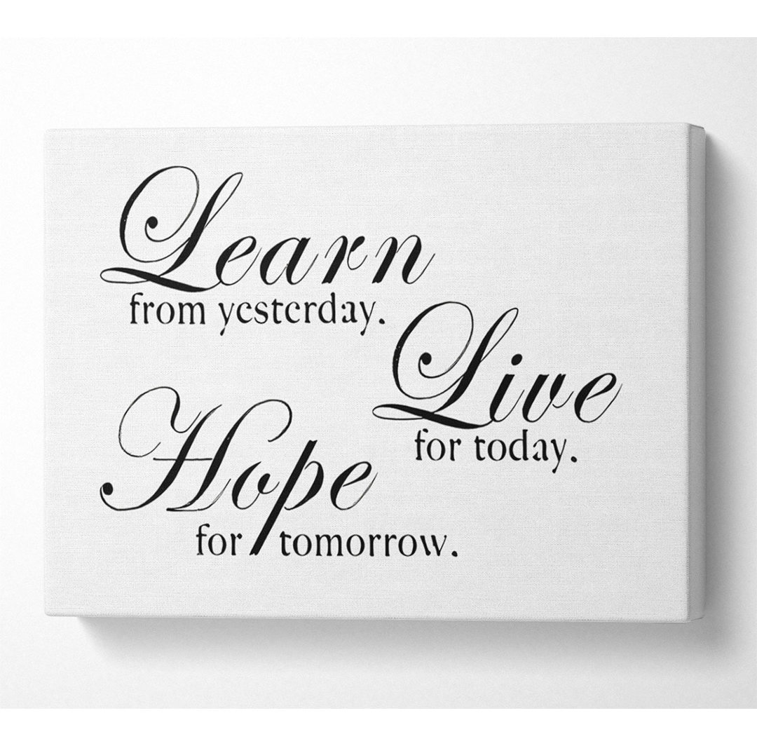 Home Quote Learn Live Hope White - Canvas Kunstdrucke auf Leinwand