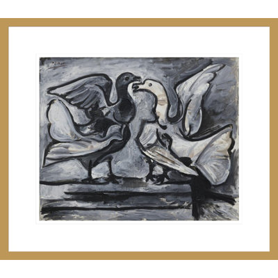 Deux colombes avec ailes déployées par Pablo Picasso, impression giclée sur cadre