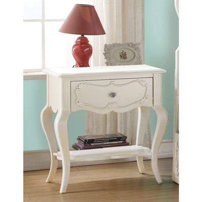 Table de chevet avec tablette Pearl White 1