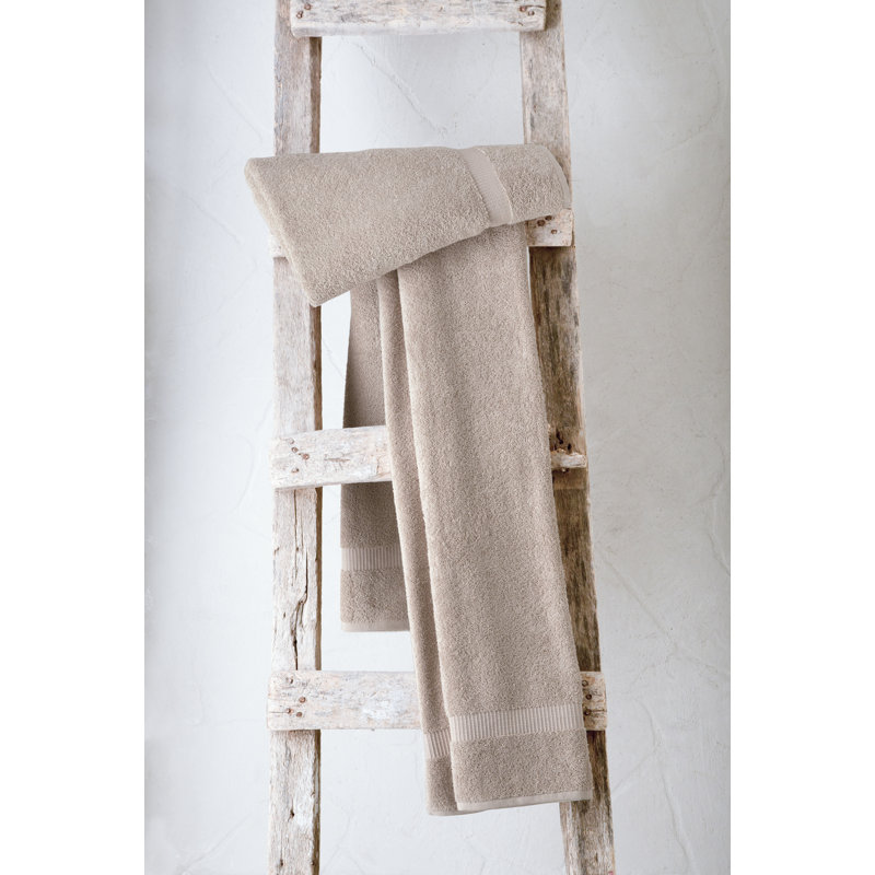 Motto 2 Piece Bath Sheet Towel Set %100 Turkish Cotton , Taupe