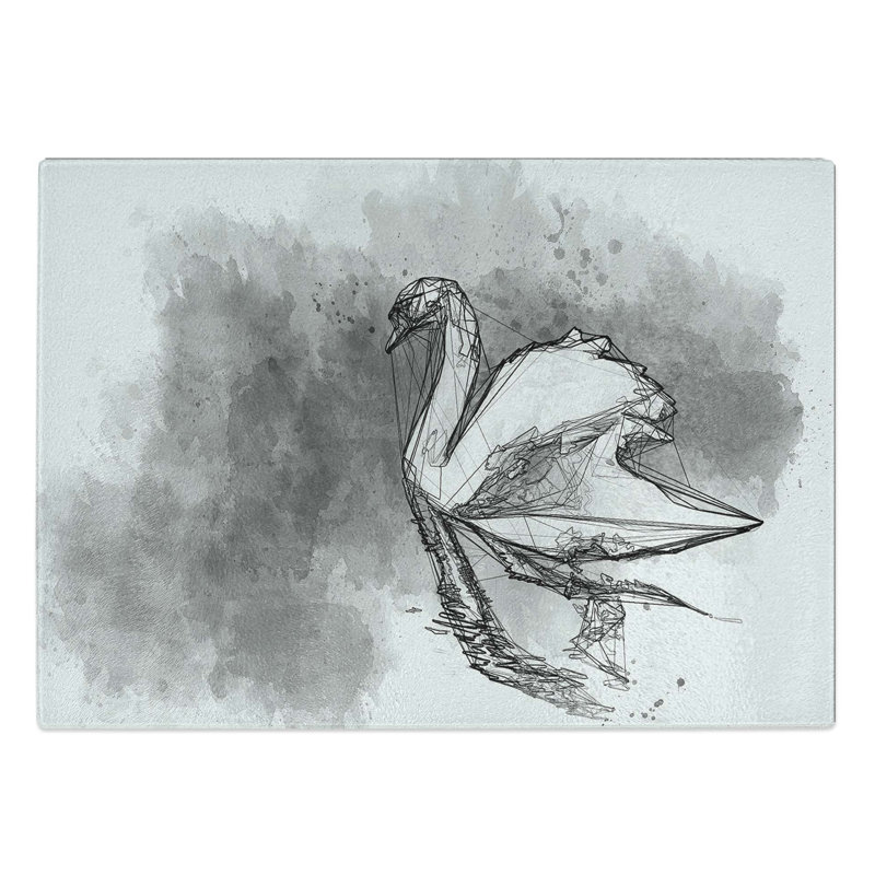 Tempered Glass Swan Chopping Board, 39 cm W x 28.5 cm L