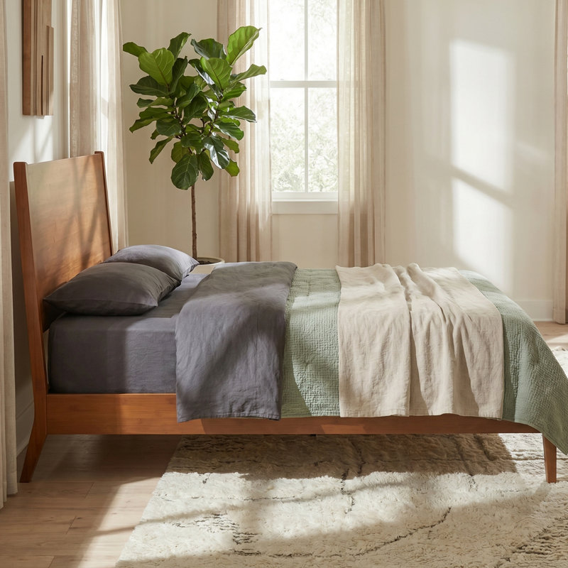 Lit plateforme Zelmora, Walnut, Queen