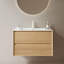 Meuble-lavabo mural simple en noyer clair 31,5 po avec lavabo