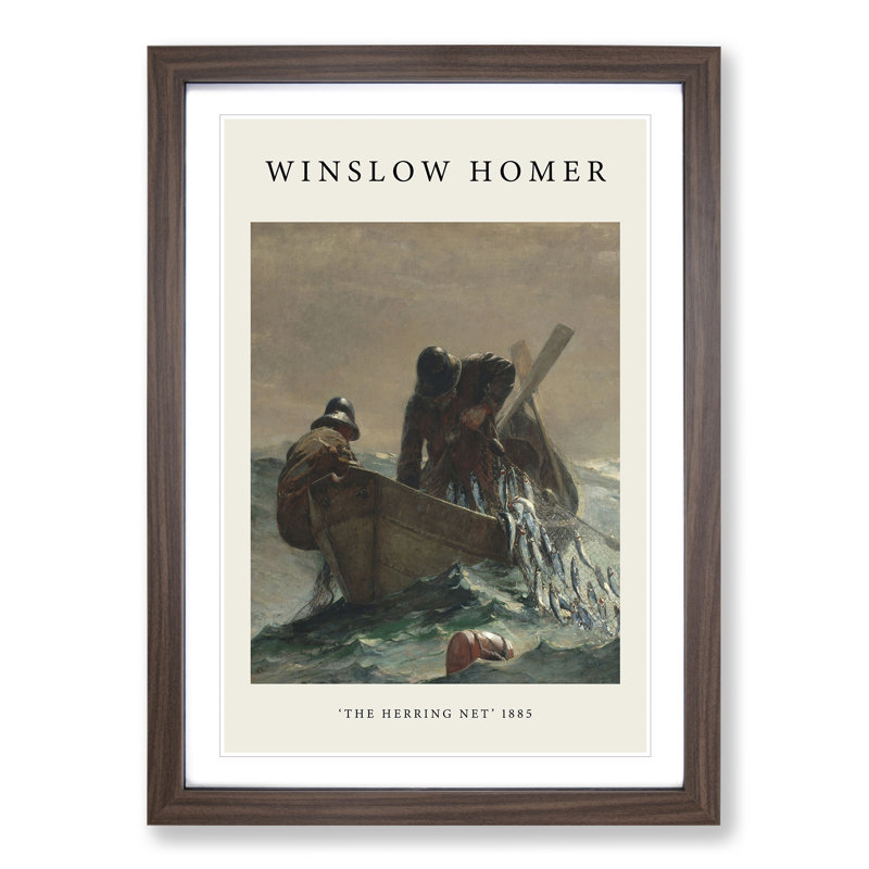 The Herring Net by Winslow Homer - Picture Frame Painting, 36cm H x 27cm W x 2cm D, Walnut Framed