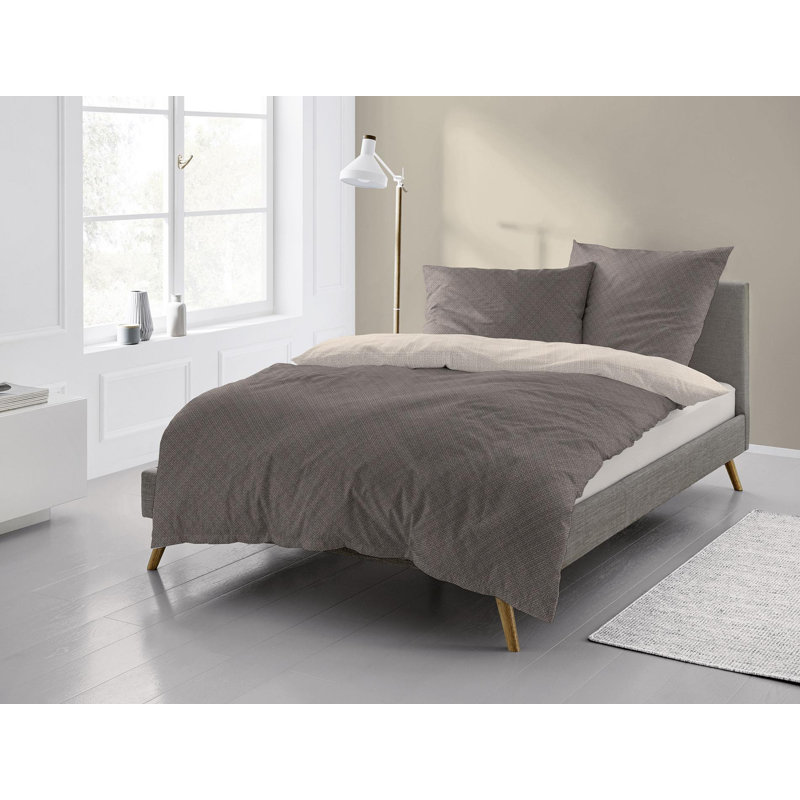 Elegant flannel bedding set alpaca-K 8414, 155 x 200cm - 1 Pillowcase ( 80 x 80cm), Nature