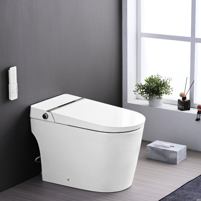 Heated Seat Smart Toilet Bidet , Night , Self-Cleaning Nozzle, Foot Sensor, Remote Control, Led Display With Seat,