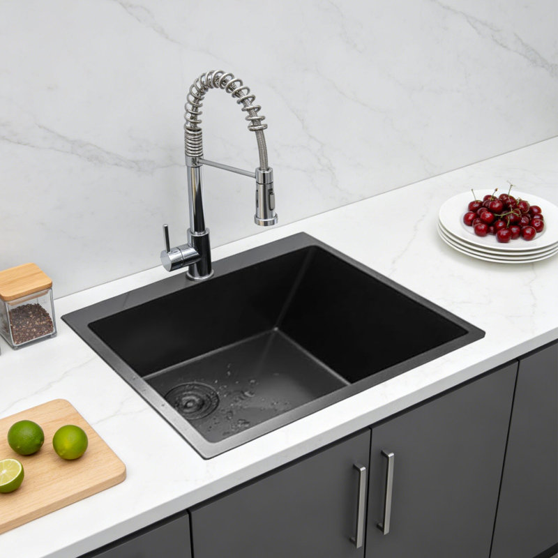 25X22 Inch Gumetal Black Topmount Kitchen Sinks