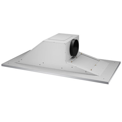 38 Inch 600 CFM Flush Mount Ceiling Island Range Hood, Wall Switch and Dimmable LED's
