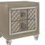 Glamour Champagne Finition 1pc Table de chevet 2 tiroirs Acrylique Table de chevet Mobilier de chambre à coucher de luxe Bordure de miroir biseauté