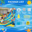 Inflatable Water Slide Bouncy Castle 8 in 1 Park with 550w Blower,  Large Pool Double Slides Climbing Walls for Kids Outdoor Indoor Use