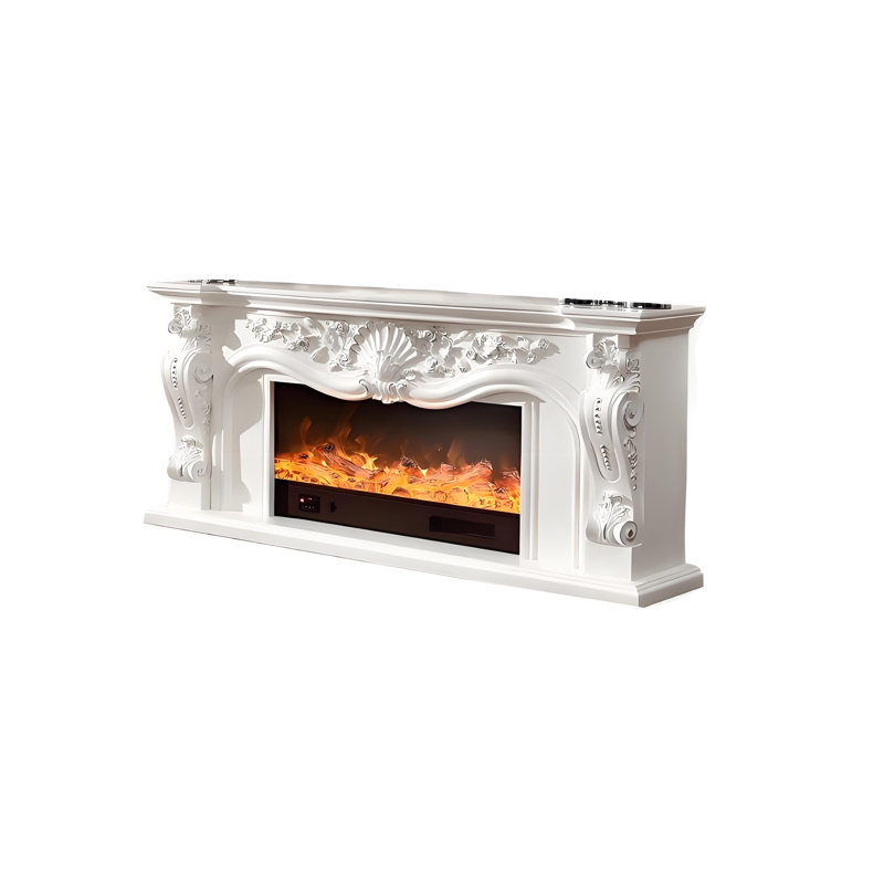 62.99"L×27.56"Ivory White Heating System Landscape Electric Fireplace, 27.56" H x 62.99" W x 12.99" D, Ivory