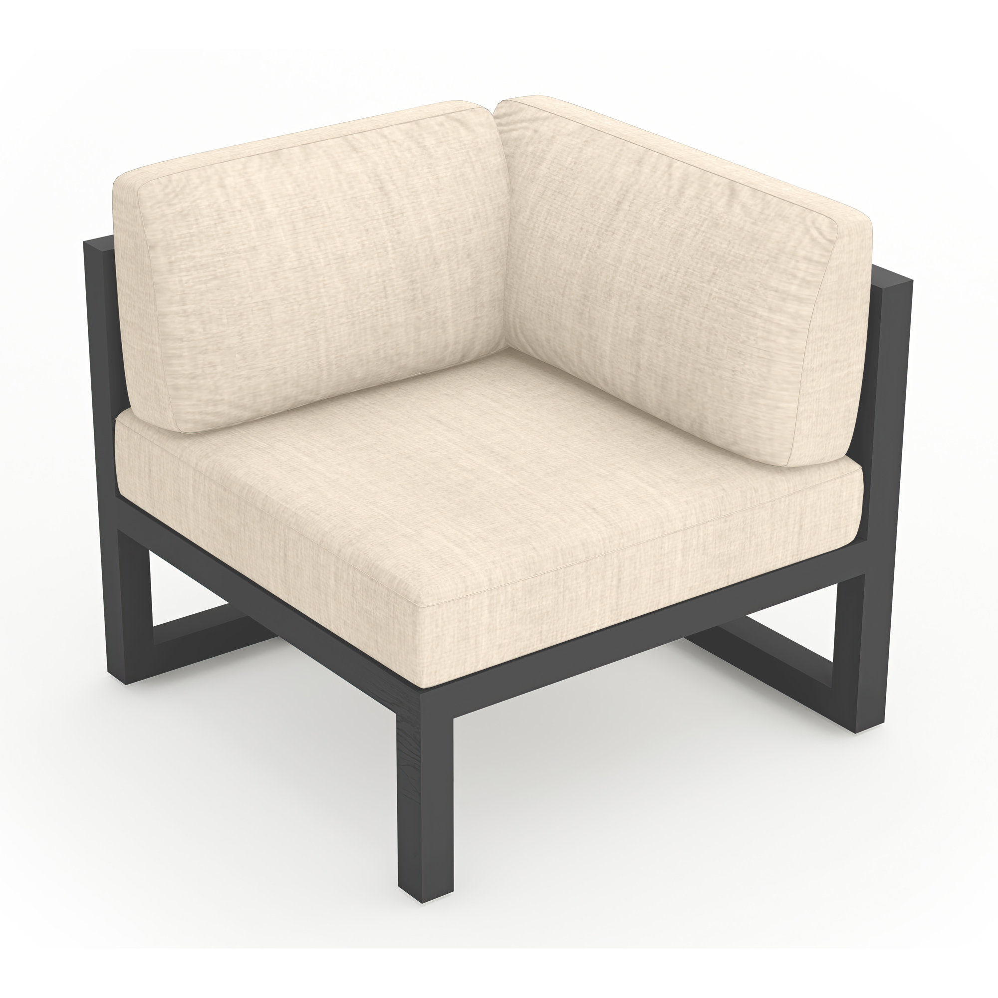 Smith Outdoor Corner Chair with Sunbrella Cushions, Canvas Flax, Slate