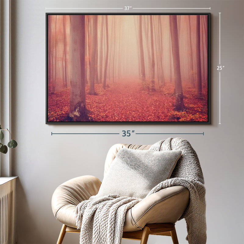 Nature «Foggy Red Forest Canvas Print», H 25 po x l 37 po