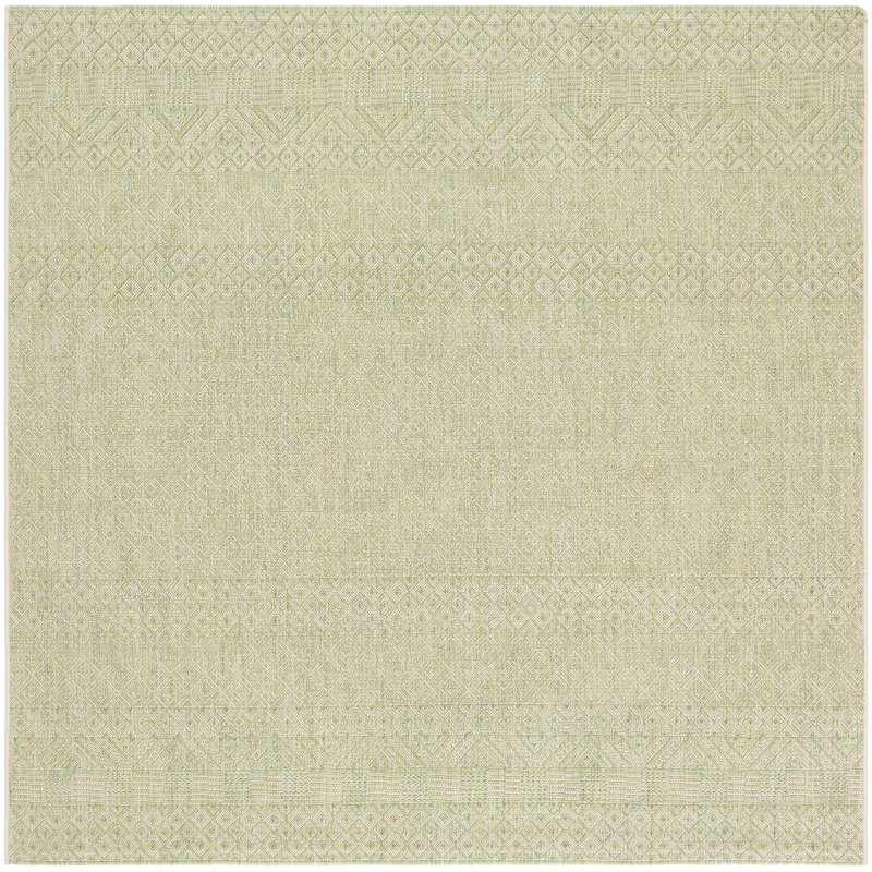 Tapis d'intérieur / extérieur à motif géométrique Amedee Performance, Carré 6 pi 7 po