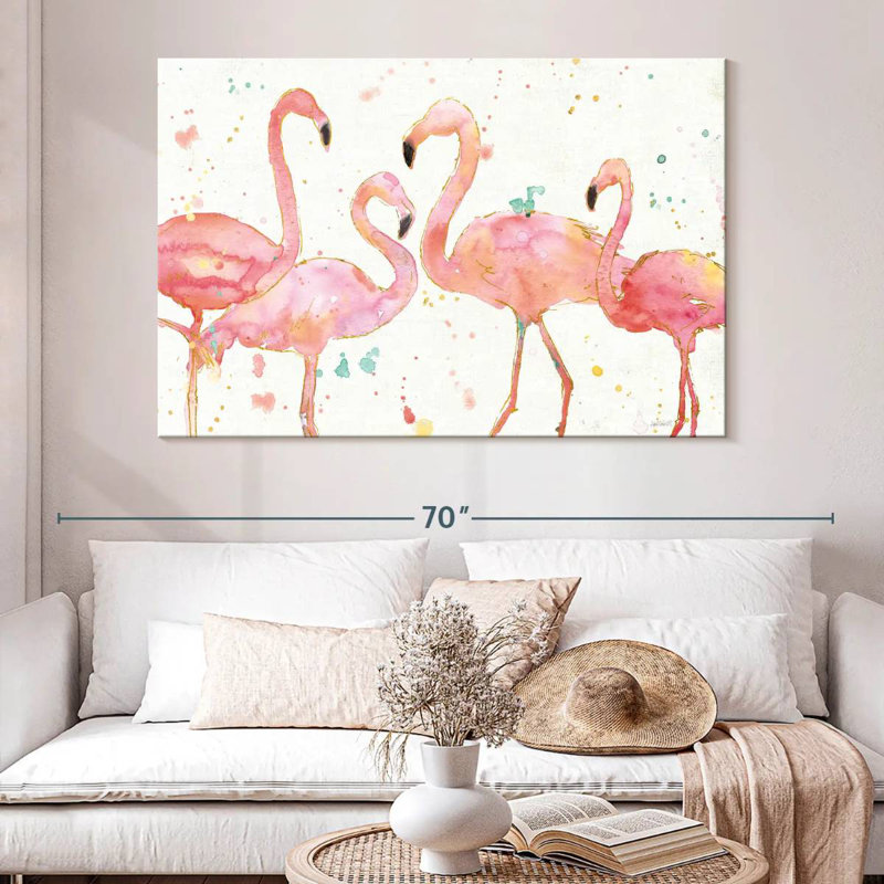 Brampt flamant rose I, H 34 po x l 51 po