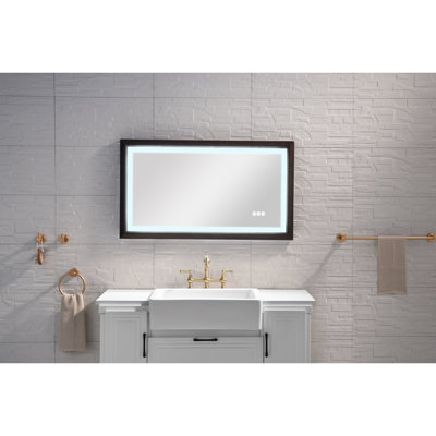 Miroir de salle de bain multifonctionnel avec Smart Touch - Température de couleur variable, désembuage, aluminium brun, 41,17 po de diamètre, 23,7 W, 1,51 H, 20,87 lb tactile, multifonctionnel, réglable en température, profondeur,