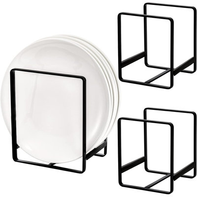 Organisateur de vaisselle en métal 3 pièces, organisateur de plaque pour armoire, organisateur d'armoire de rangement pour assiettes, casseroles et poêles (2 tailles)