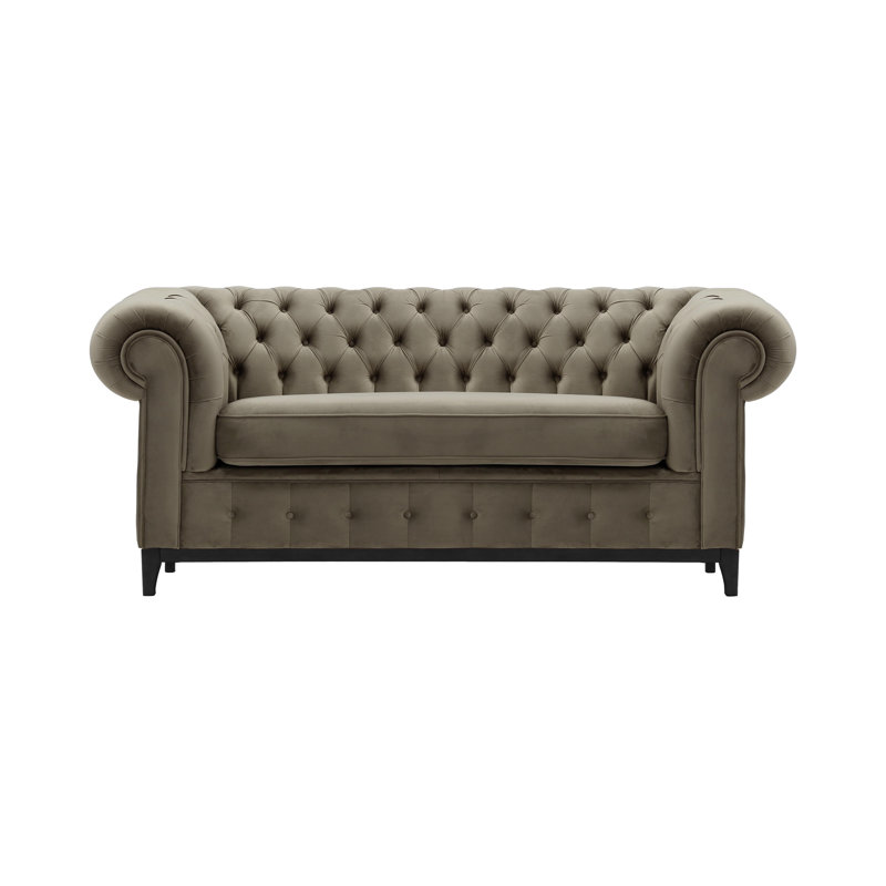 Fryar Velvet Sofa, 2, Grey, Black