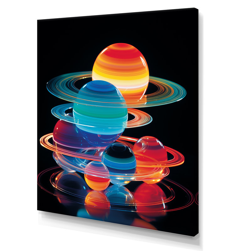 Planète saturne cosmique - Art mural, Toile tendue, H 60 po x l 40 po x P 1,5 po