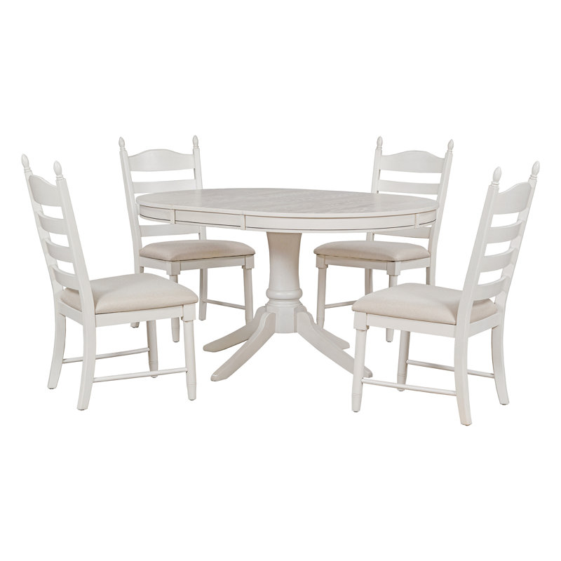 Ensemble de table de salle à manger 5 pièces Retro, Blanc antique, Beige