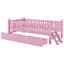 Lit plateforme simple en bois avec garde-corps et 2 tiroirs de rangement, structure de lit de jour pour enfants pour petits espaces, rose-117605239