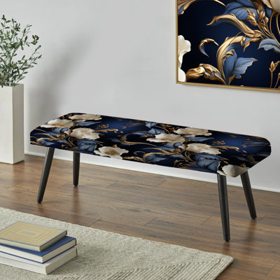Noval - Banc rembourré floral noir