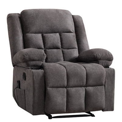 3-Position Adjustable Manual Recliner with Cup Holders
