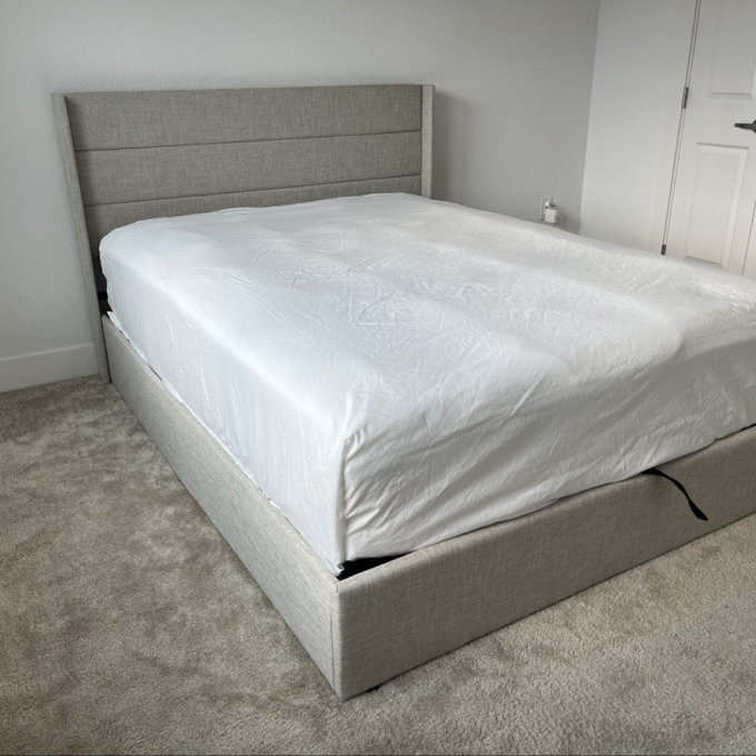 Braya Hydraulic Lift Up Storage Upholstered Platform Bed - Black, Queen