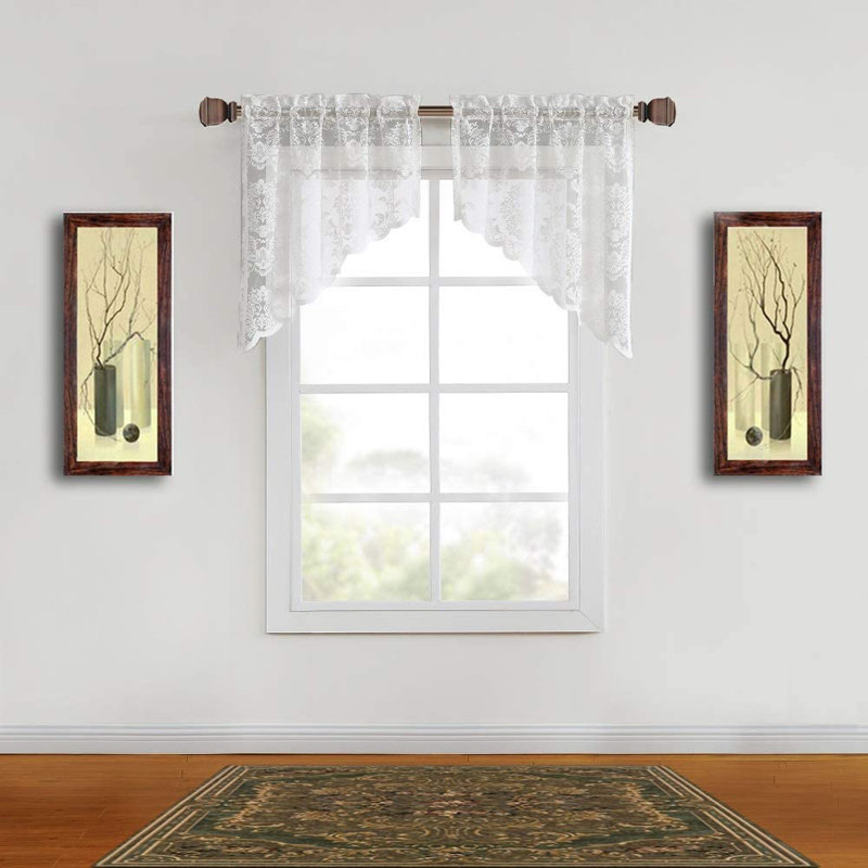 Laholm Floral Scalloped Kitchen Curtain, Ivory