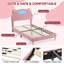 Structure de lit simple tapissier avec tête de lit, support de lattes en bois robuste, aucun sommier requis, silencieux, assemblage facile, rose-1260754781