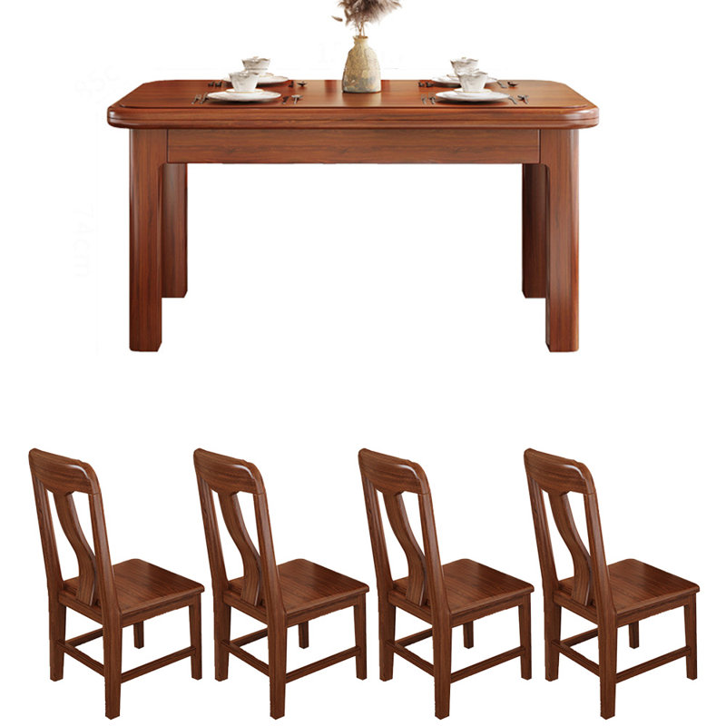 American style solid wood dining table set, 5