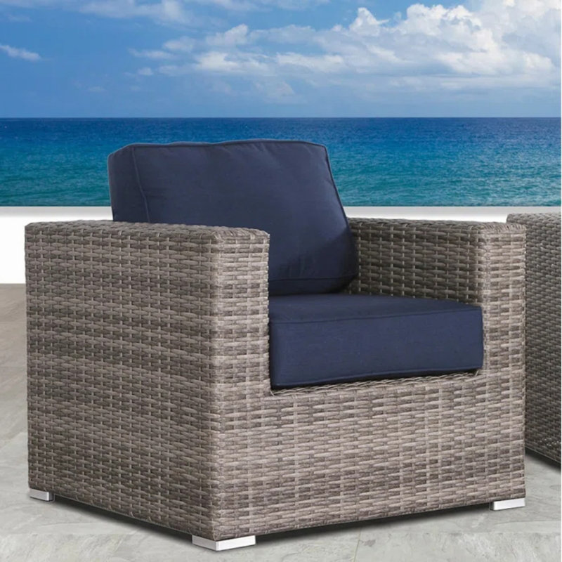 Fauteuil club en osier GRIS