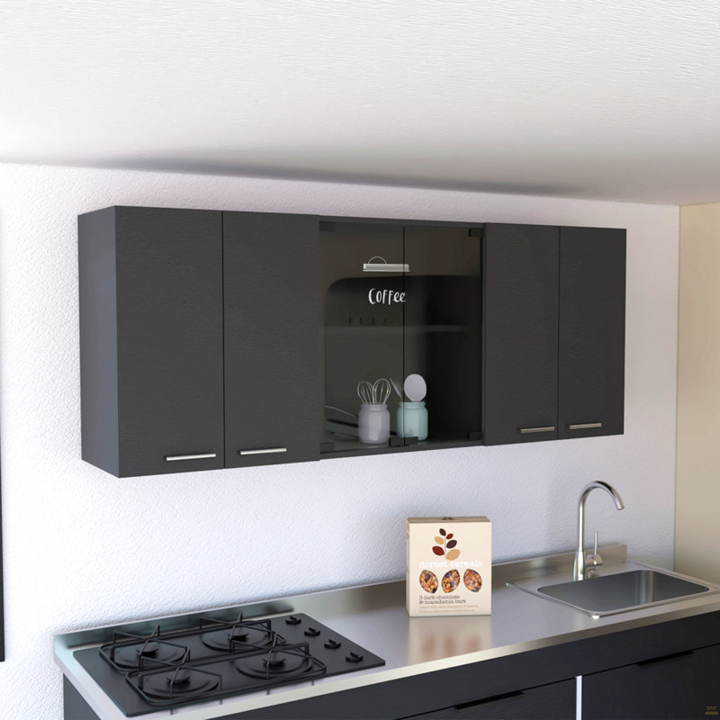 Armoire murale Peoria, quatre tablettes intérieures, Noir