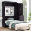 Lit simple avec armoire pliable grise, garde-robe et 3 grands tiroirs de rangement-705801614