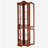 Corner Curio Cabinet with Lights, Adjustable Tempered Glass Shelves, Mirrored Back, Display Cabinet,Walnut(E26 light bulb not included)