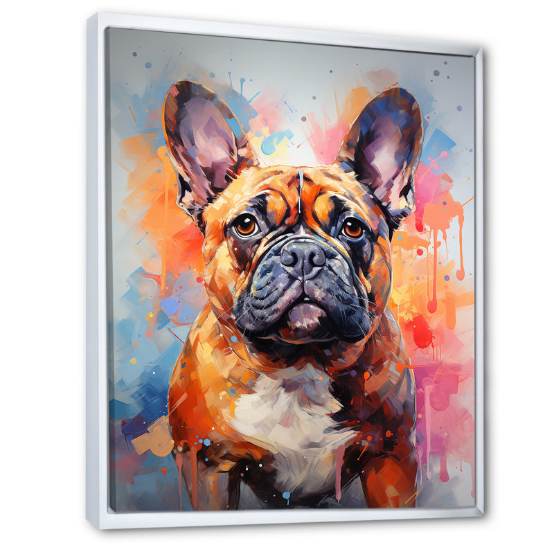 Bulldog Boldness IV - reproduction sur toile, H 32 po x l 24 po x P 1 po, Cadre flottant blanc